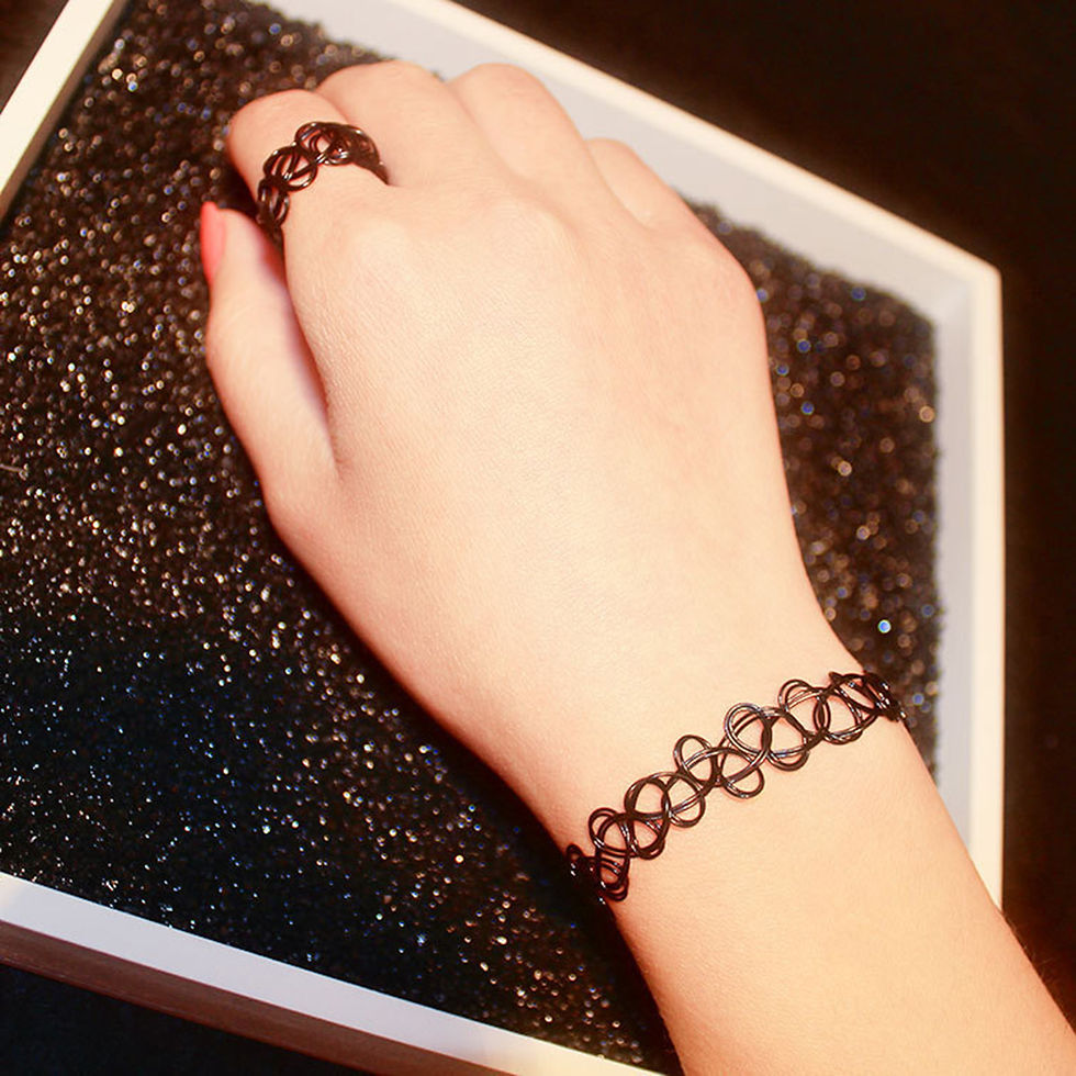 Thumbnail: Tattoo Necklace 90s Vintage Retro Elastic Gothic Jewelry Hollow Women Jewelry Ne