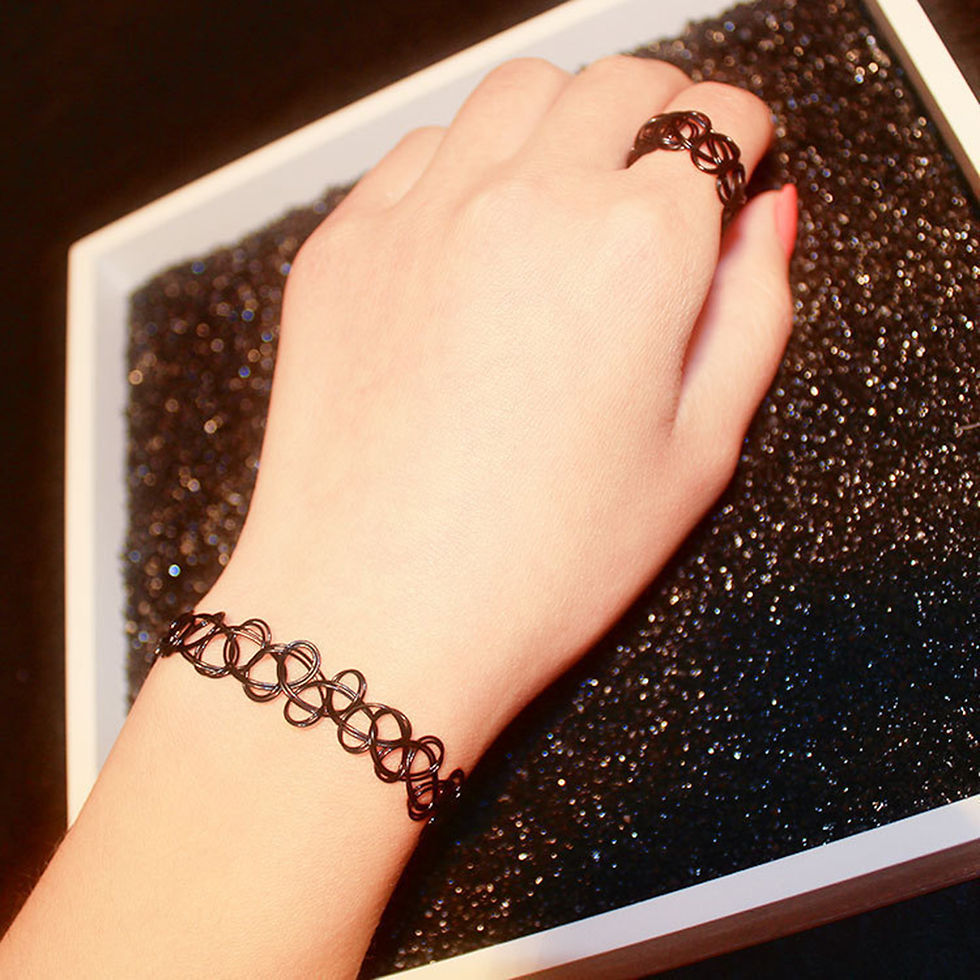 Thumbnail: Tattoo Necklace 90s Vintage Retro Elastic Gothic Jewelry Hollow Women Jewelry Ne
