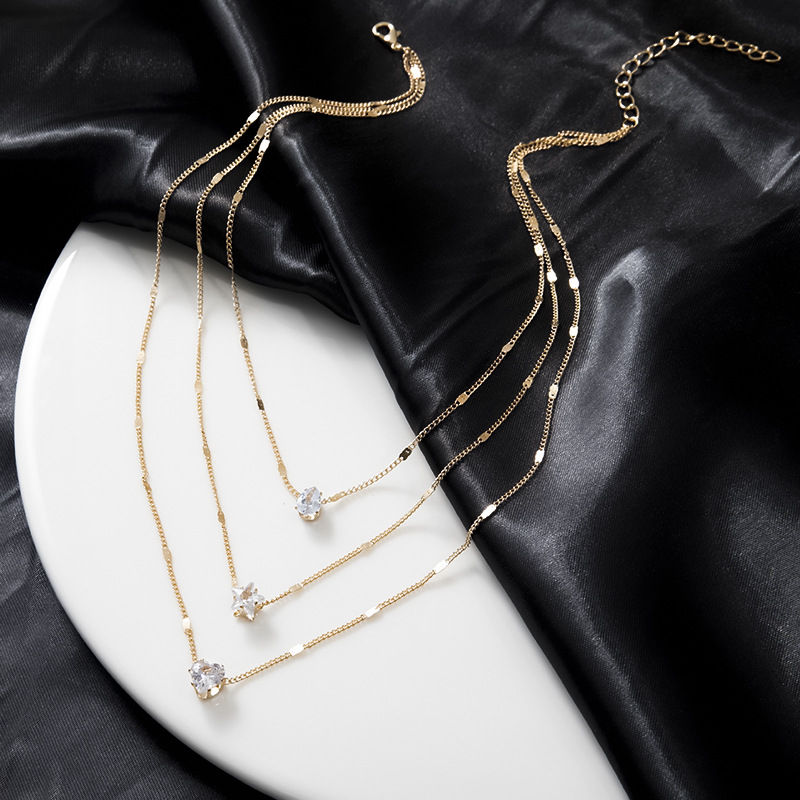 Thumbnail: Trendy Zircon Pendant Necklace For Women Multilayer Chain Choker Fashion Female 