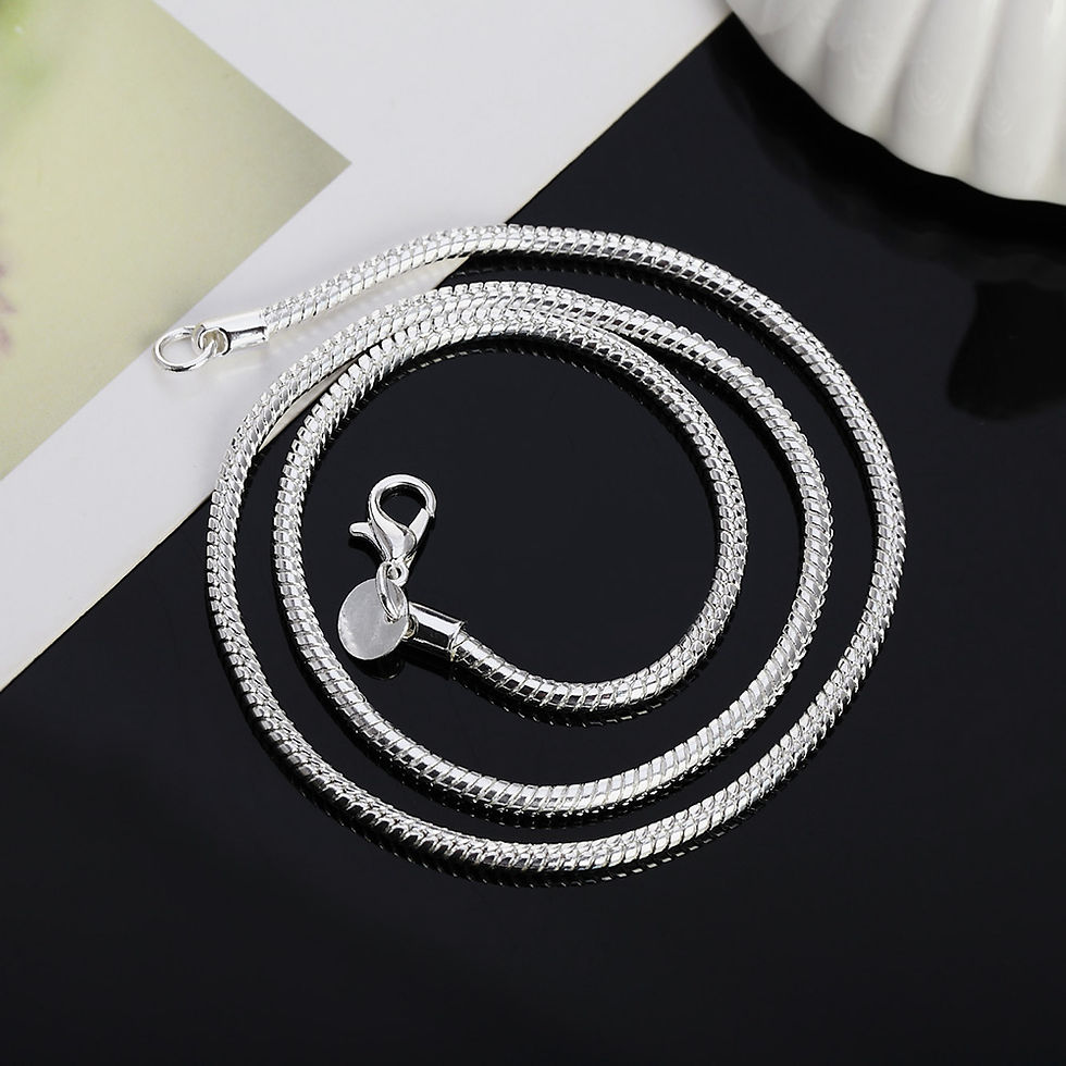 Thumbnail: 45-60cm Silver Color 1MM/2MM/3MM solid Snake Chain Necklace For Men Women Fashio