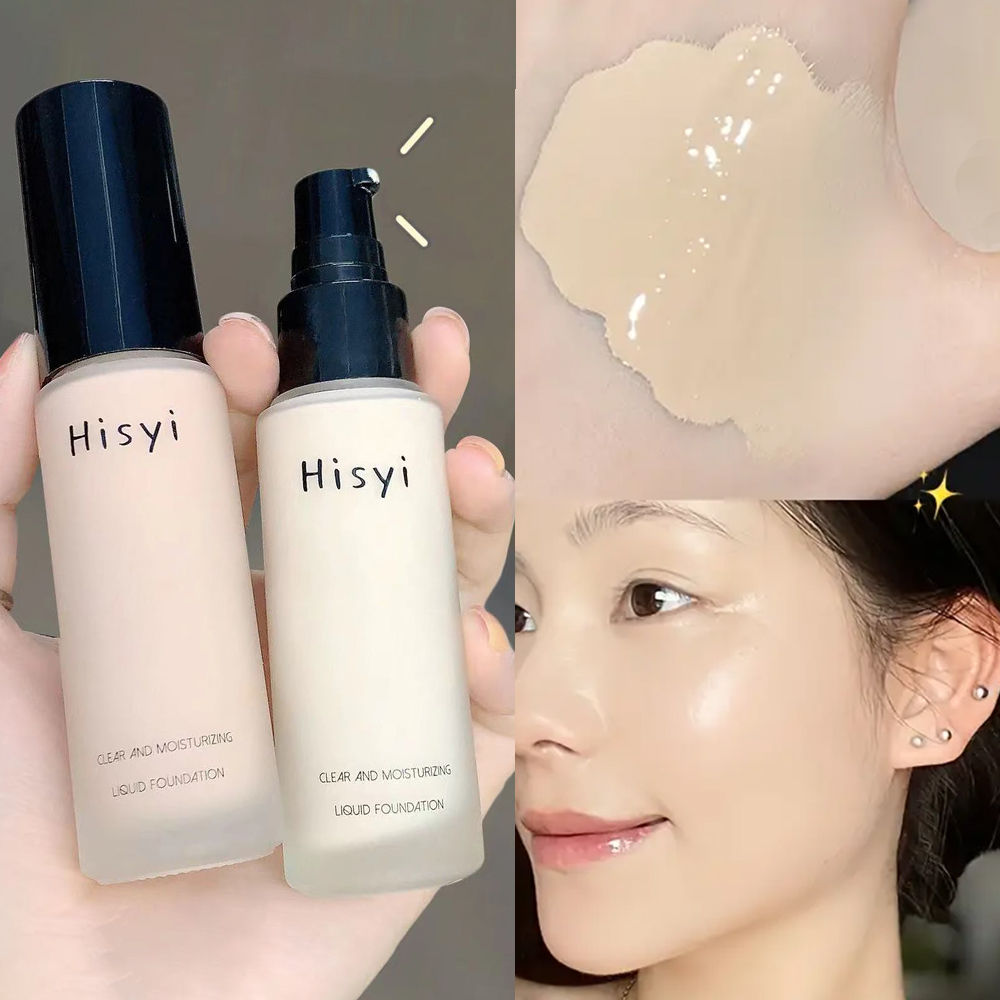 Liquid foundation naturally covers flaws without sticking powder, plain face cre