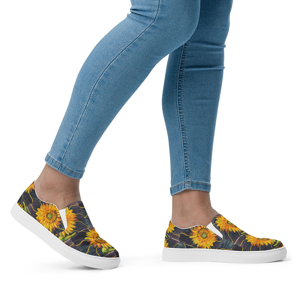 Miniature : Sunflower Women’s slip-on canvas shoes, by BBeh Art STudio, LLC
