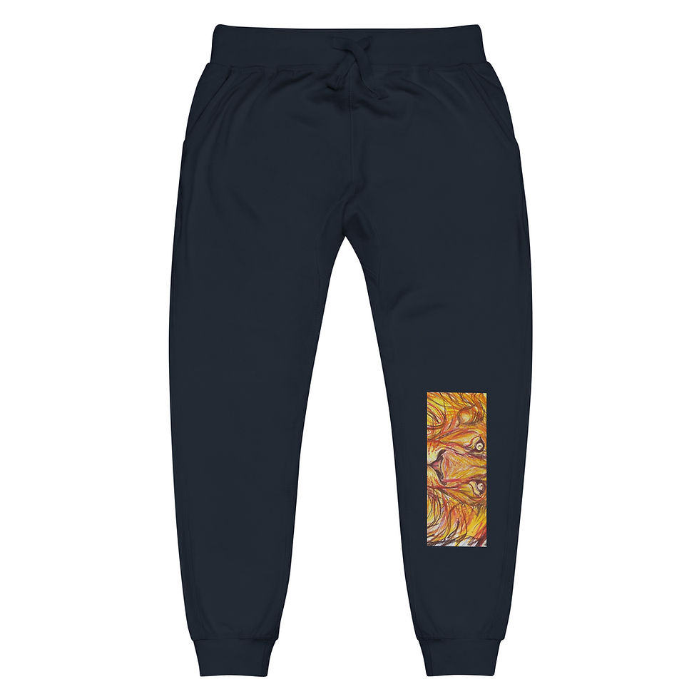 Thumbnail: Lion Unisex fleece lined sweatpants, By BBeh art Studio, LLC