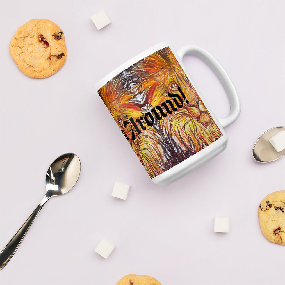 Thumbnail: "Quit Lion Around "White glossy mug, by BBeh Art Studio, LLC