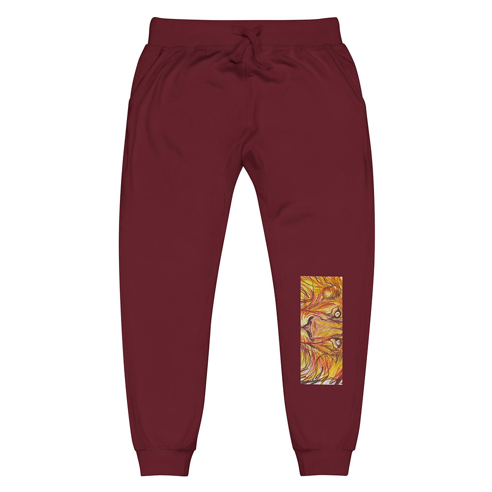 Thumbnail: Lion Unisex fleece lined sweatpants, By BBeh art Studio, LLC