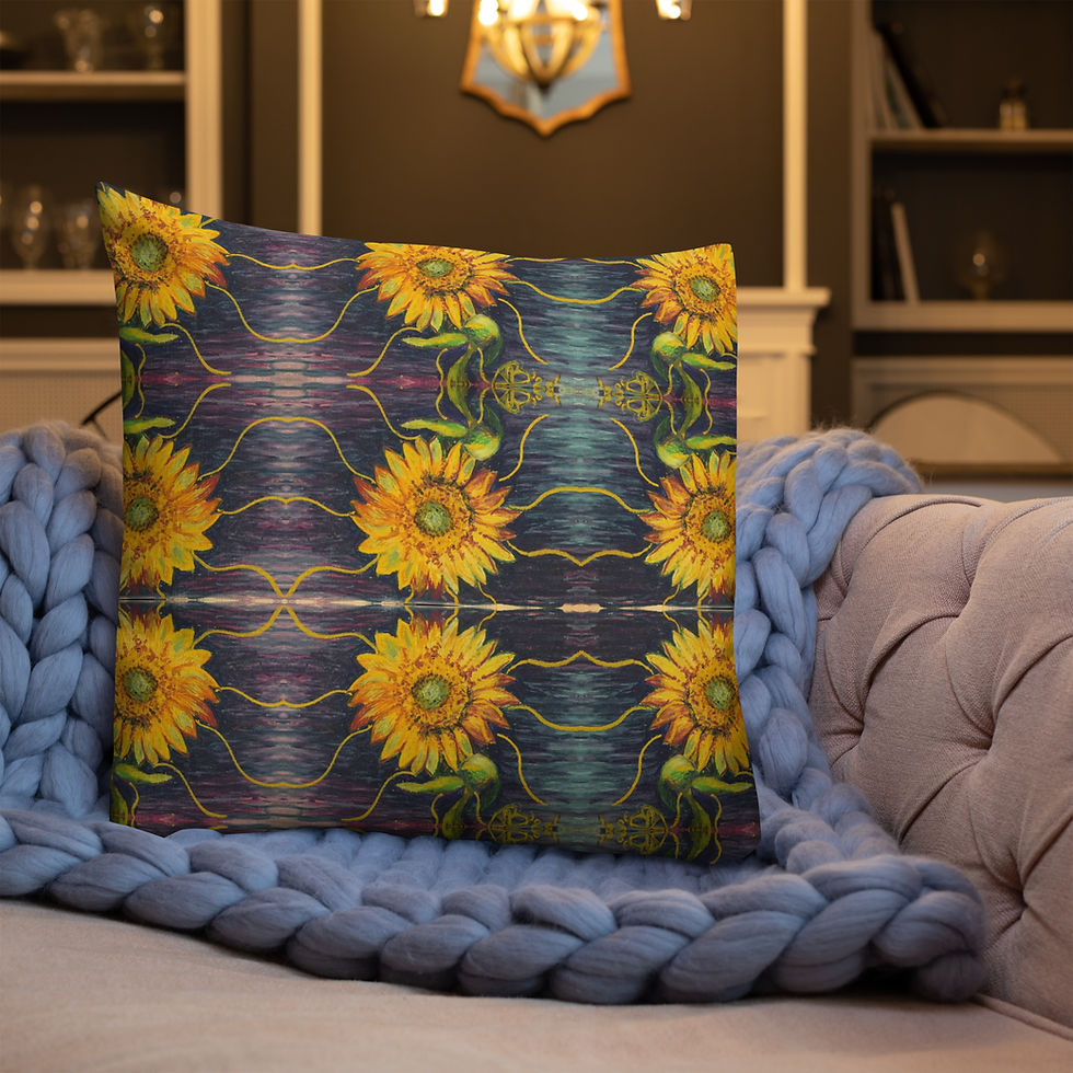 Miniature : Sunflower Premium Pillow, by BBeh Art Studio, LLC