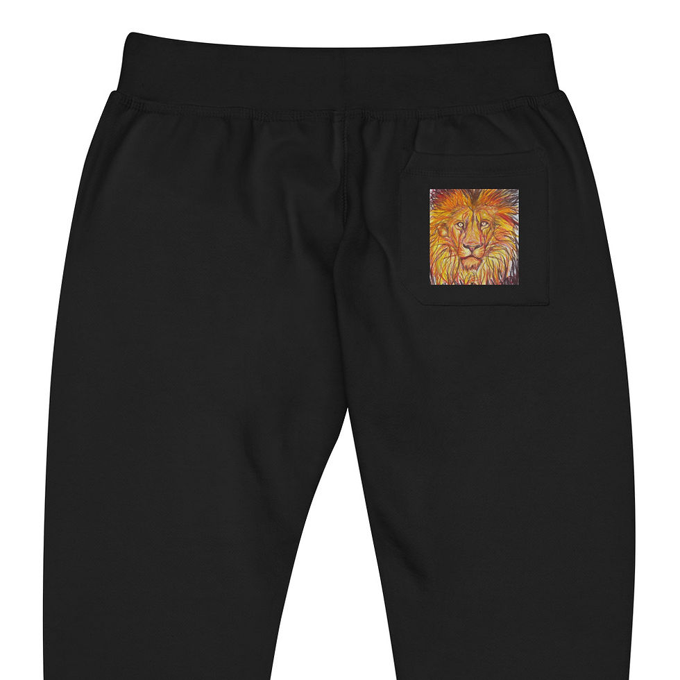 Thumbnail: Lion Unisex fleece lined sweatpants, By BBeh art Studio, LLC