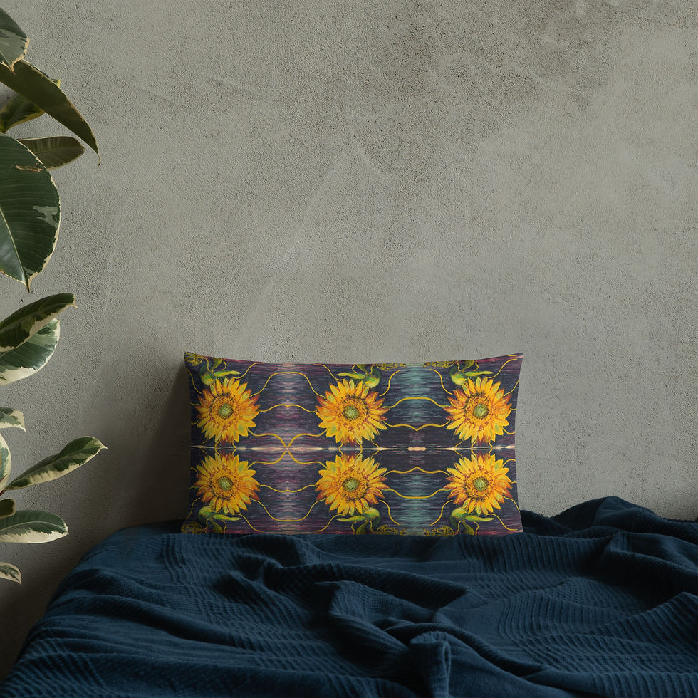 Miniature : Sunflower Premium Pillow, by BBeh Art Studio, LLC