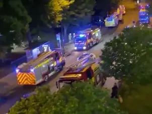 DOZENS of firefighters scrambled to tackle a fire in the lift shaft of a South London tower block th