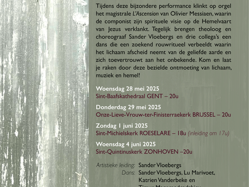Dansritueel rond Hemelvaart op 4 juni 2025 om 20:00 uur in de Sint-Quintinuskerk te Zonhoven.