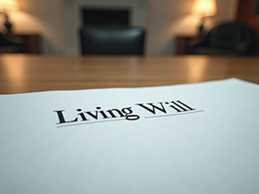 A living will document on a desk