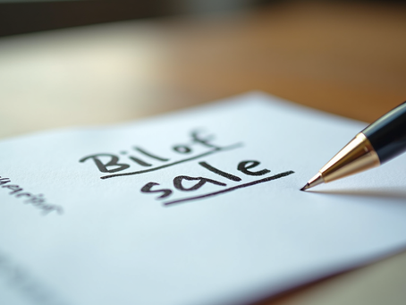 Bill of sale document for personal property