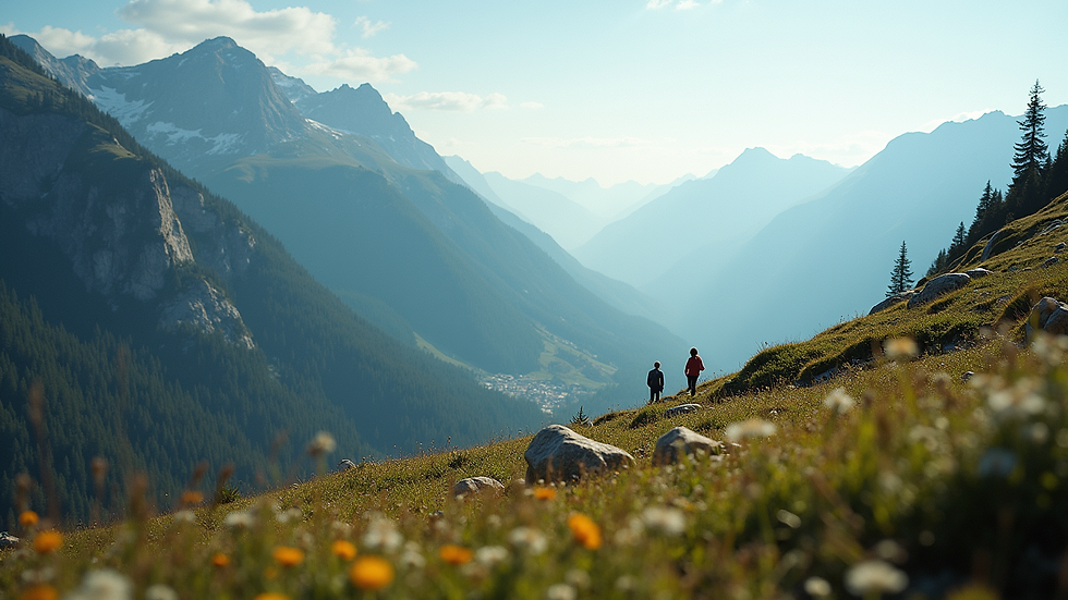 Eye-level view of a scenic mountain landscape
