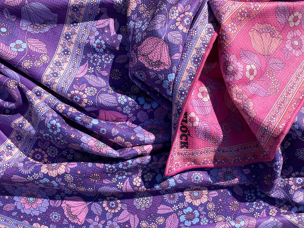 Thumbnail: violet & fuscia double sided picnic towel