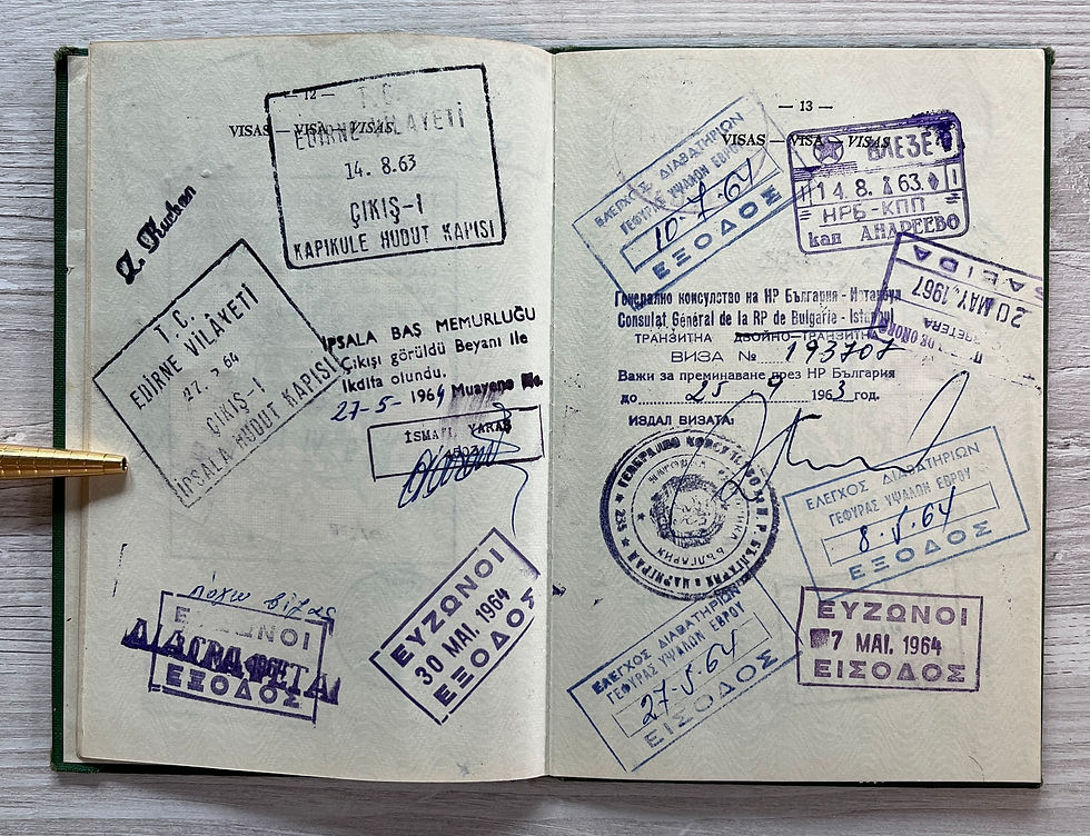 Thumbnail: Belgium 1963 passport with various visas Greece Spain Turkey Morocco Algeria