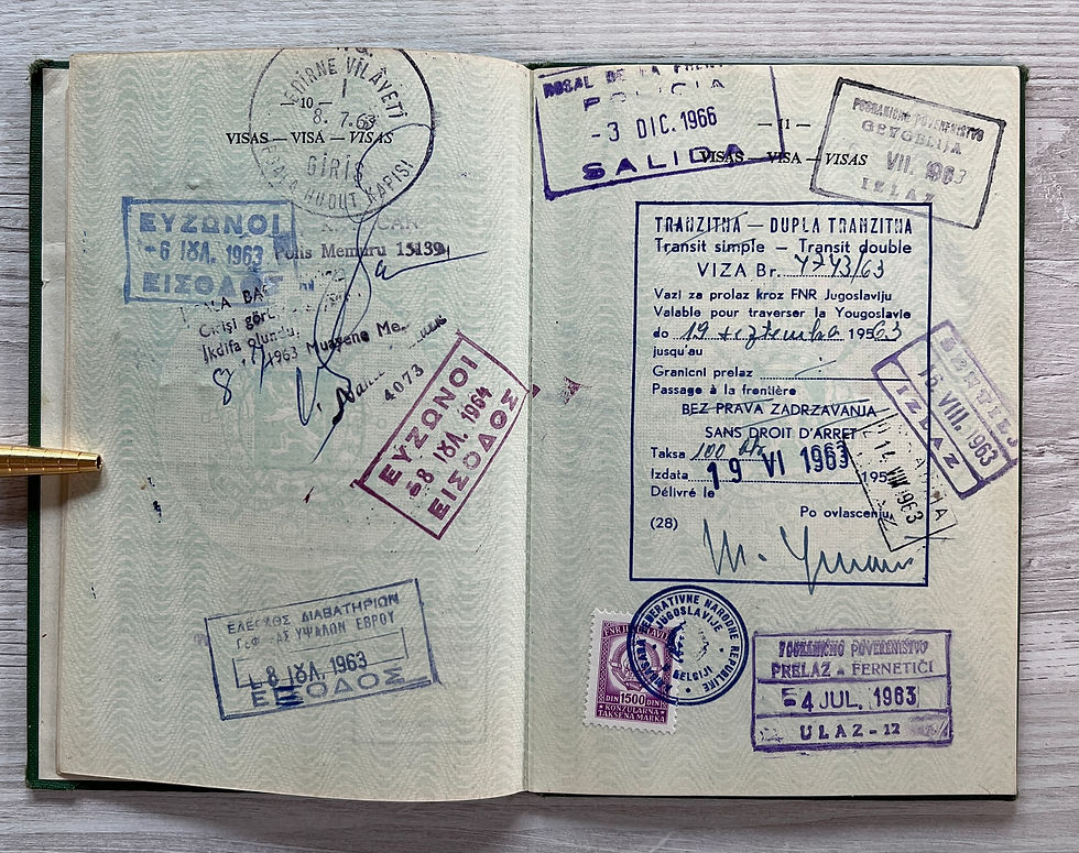 Thumbnail: Belgium 1963 passport with various visas Greece Spain Turkey Morocco Algeria