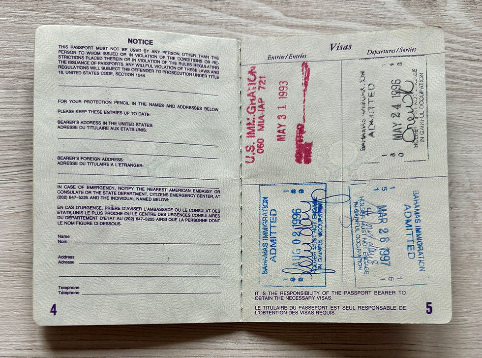 Thumbnail: United States 1992-1997 passport with Bahamas, Mexico entry stamps