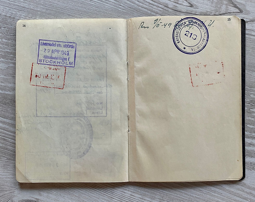 Thumbnail: Finland 1948 passport with Sweden visas & revenues