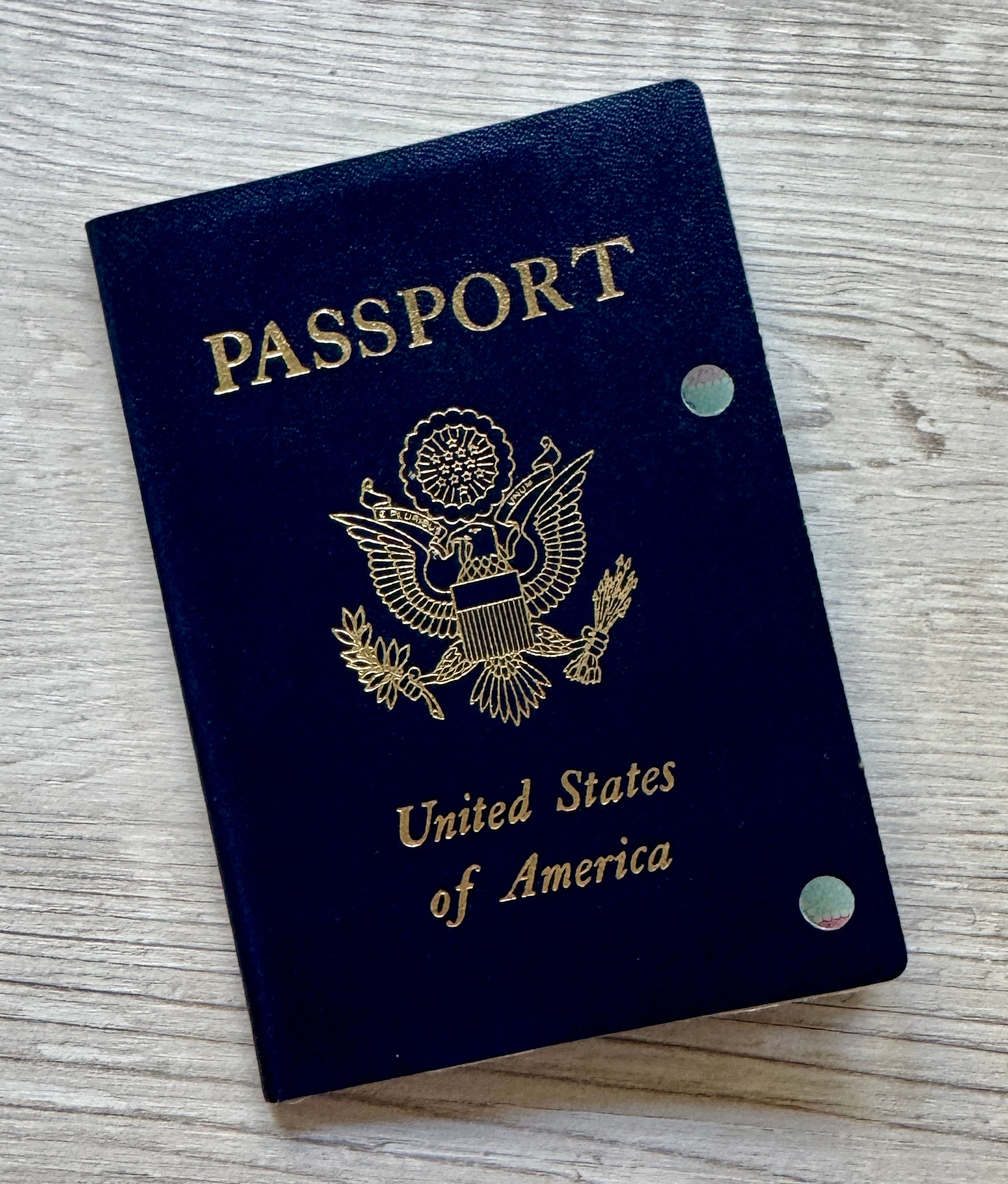 United States 1994-2004 passport with France, Netherlands border stamps