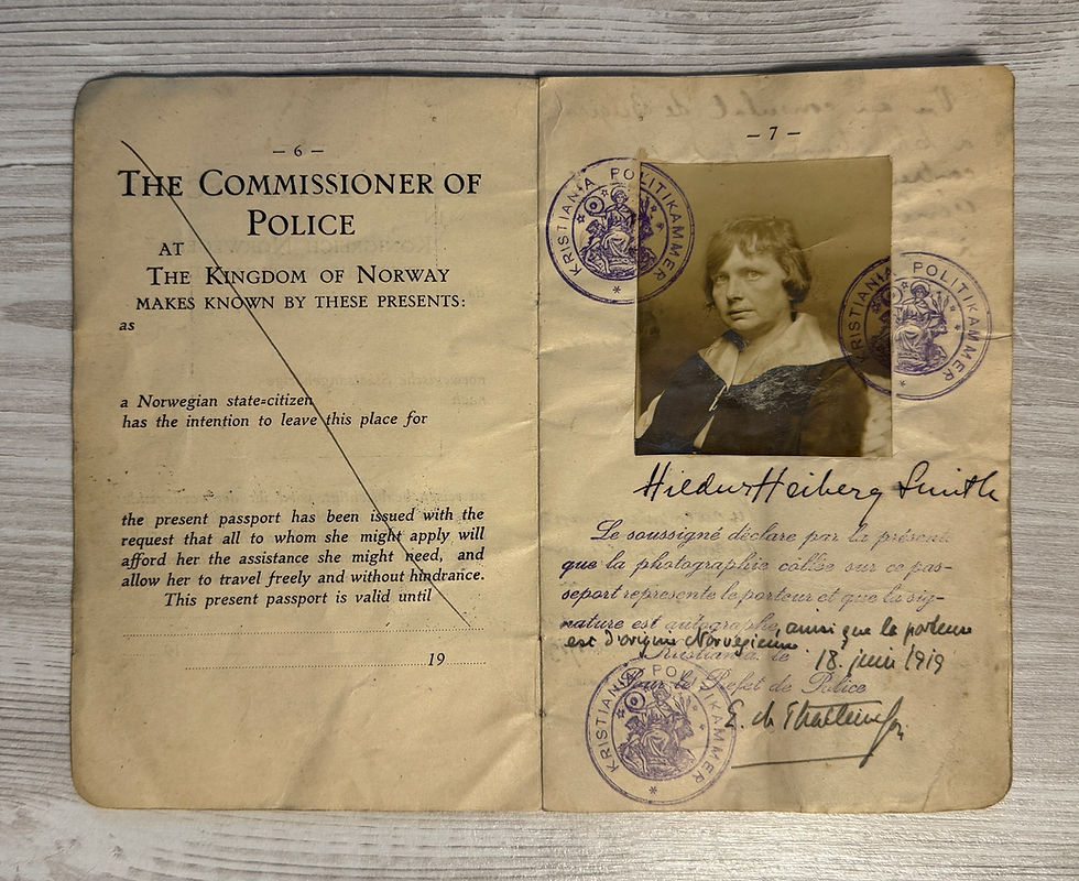 Thumbnail: WW1 Norway 1919 passport w/ UK, Dutch, French, German visas & entry/exit stamps