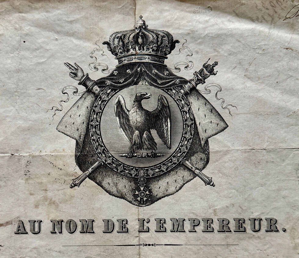 French Empire 1856 passport issued at Turin for a Baron and a Countess +UNIQUE+