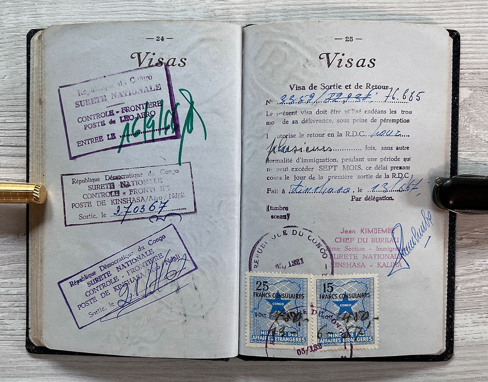 Thumbnail: France 1962 passport renewed at Leopoldville full of independent Congo visas