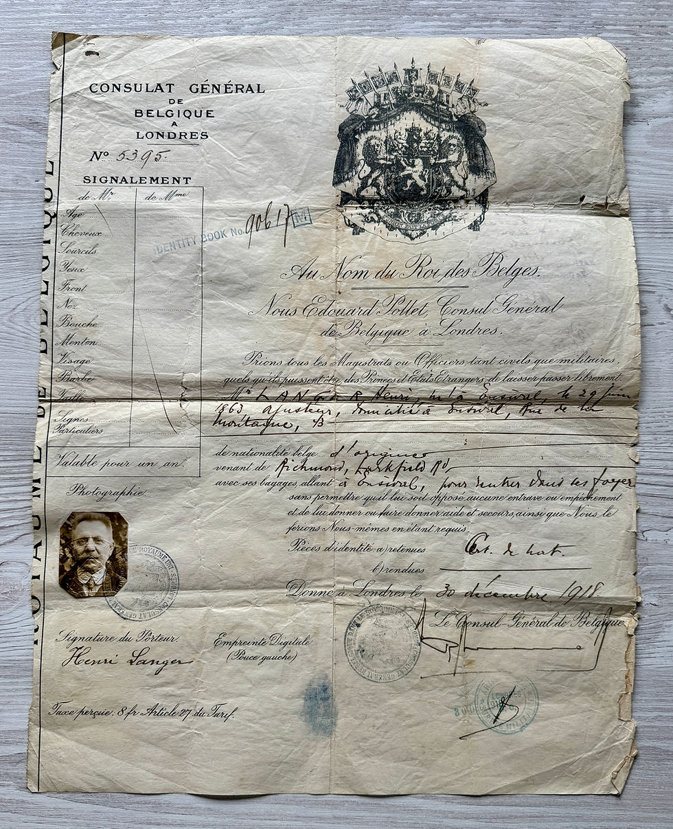 Thumbnail: WWI Belgium 1919 passport issued at London 