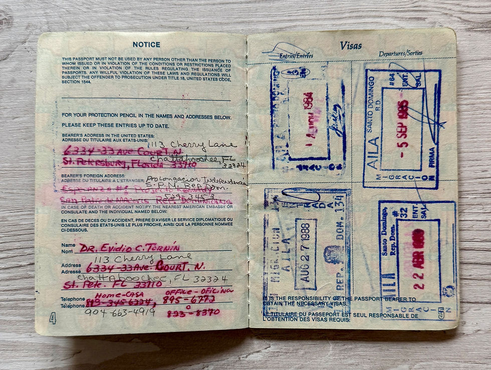 Thumbnail: United States 1984 passport with many Dominican visas