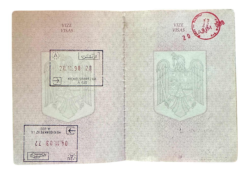 Thumbnail: Romania 1996-2001 passport w/ Schengen, UK visas & Spain residence documents