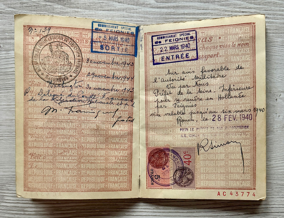 Thumbnail: WW2 France 1940 passport extensively used to US, Bermuda, Curaçao, Belgium, etc 
