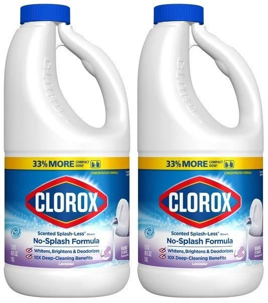 Clorox Splash-Less Bleach Concentrated Formula Lavender Scent 40 Ounce Bottle -