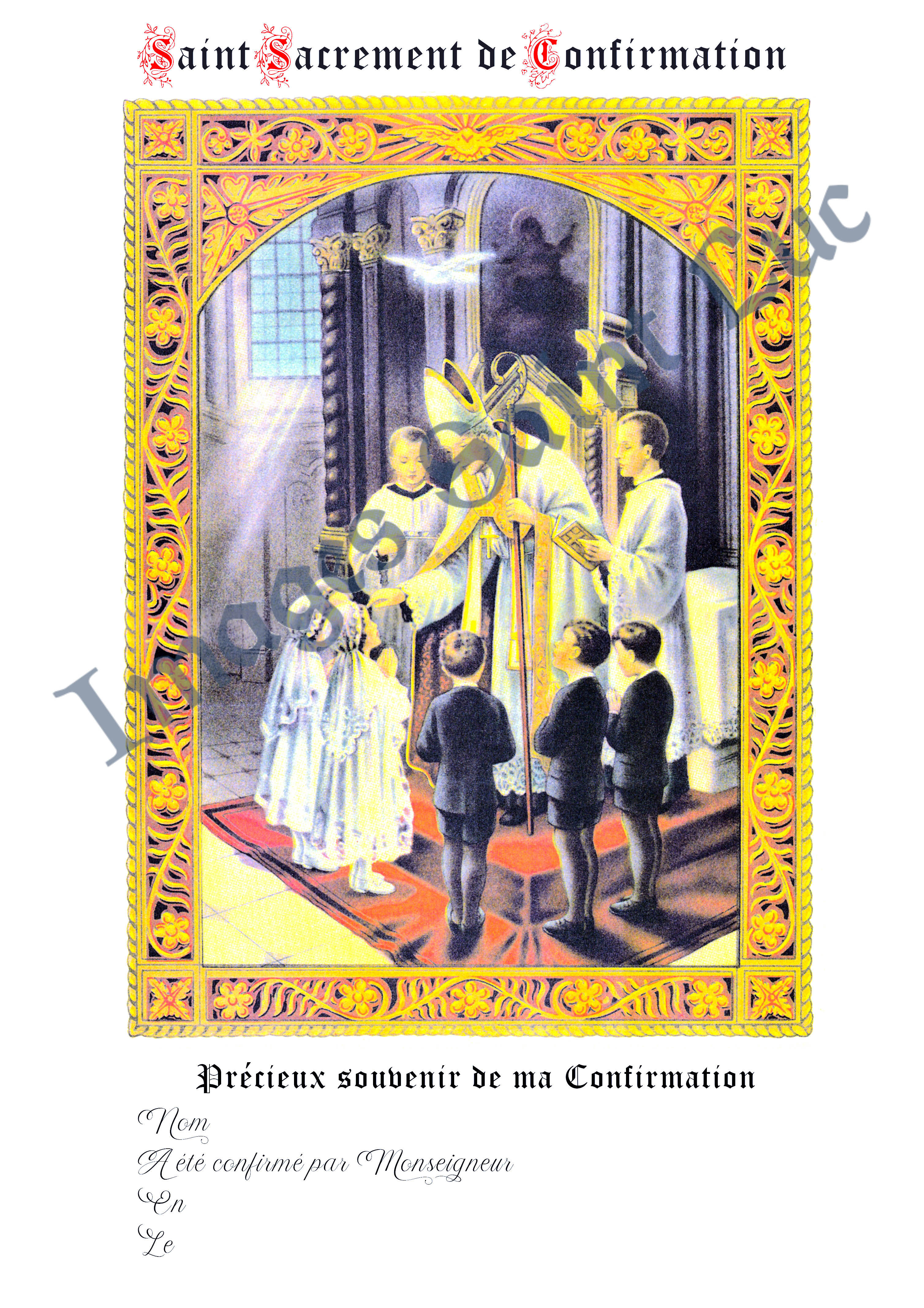Mémento Saint Sacrement de Confirmation