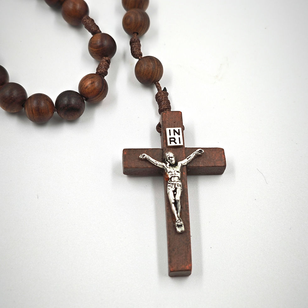 Miniature : Chapelet en bois, médaille miraculeuse