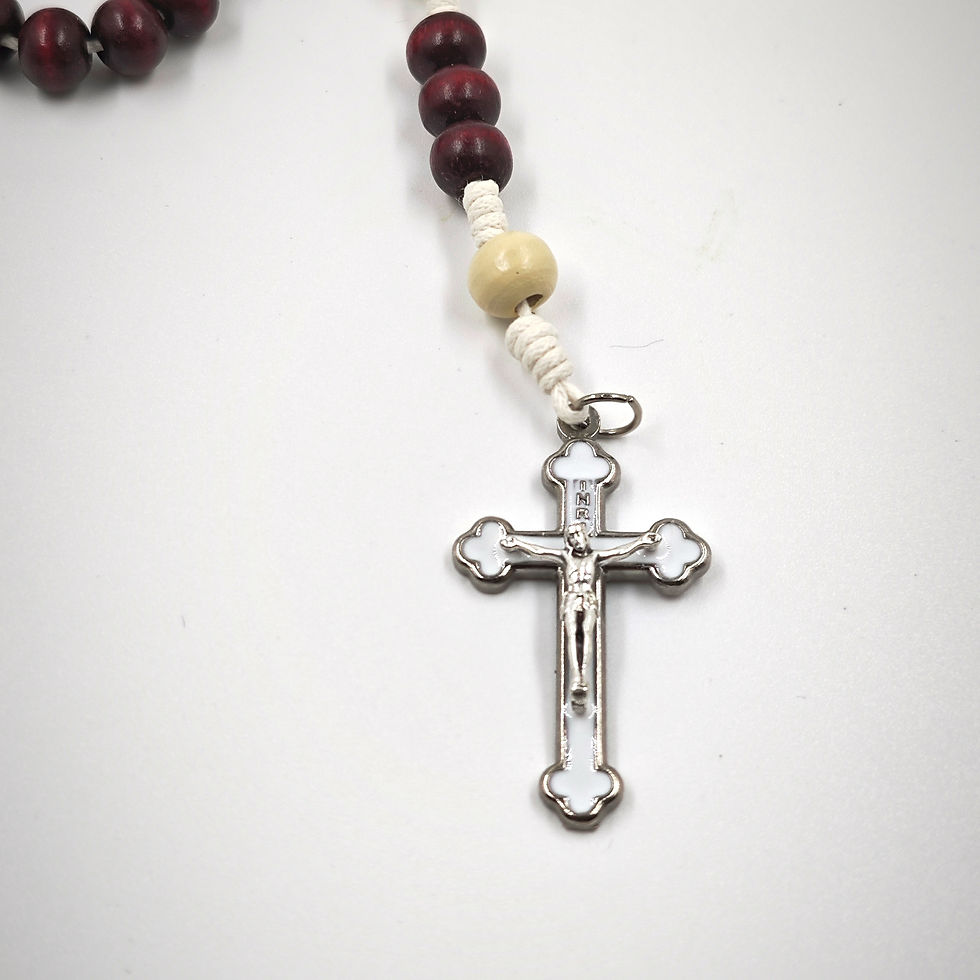 Miniature : Chapelet en bois, médaille Eucharistie