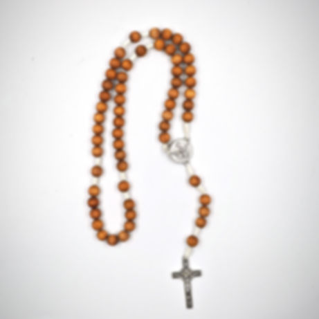 Chapelet en bois, médaille Saint Esprit