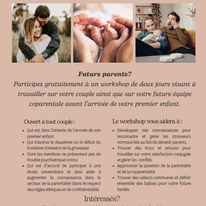 NOUVEL ATELIER le weekend du 11 et 12 mai 2024: Aborder sereinement la transition à la parentalité en couple