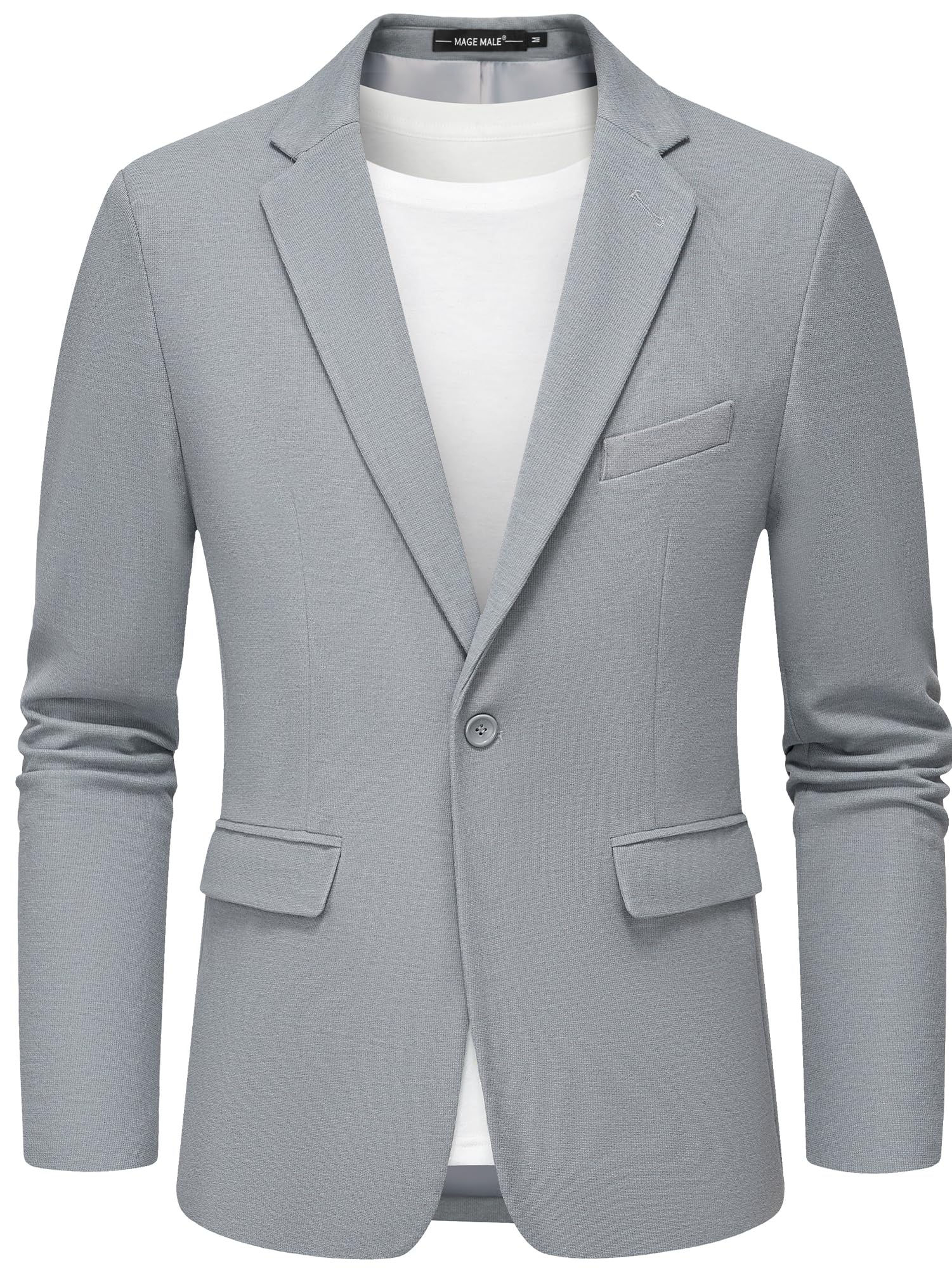 MAGE MALE Mens Blazer Casual Knit Sport Coat Slim Fit Suit Jacket Notch Lapel On