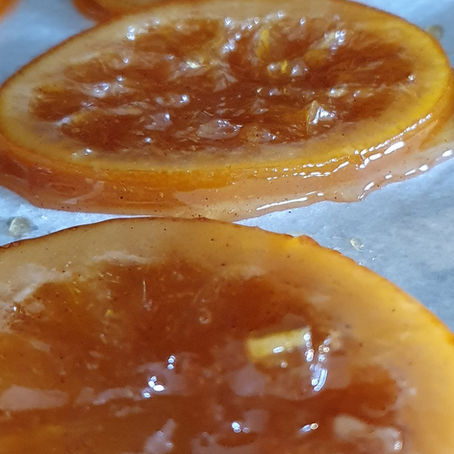 Tranches d’oranges/cannelle, confites