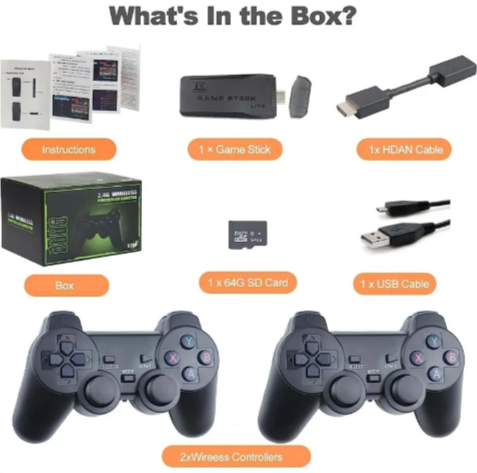 Thumbnail: M8 Portable Gaming Console with Wireless Controllers & 64GB SD