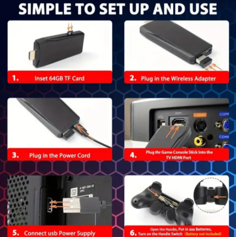 Thumbnail: M8 Portable Gaming Console with Wireless Controllers & 64GB SD