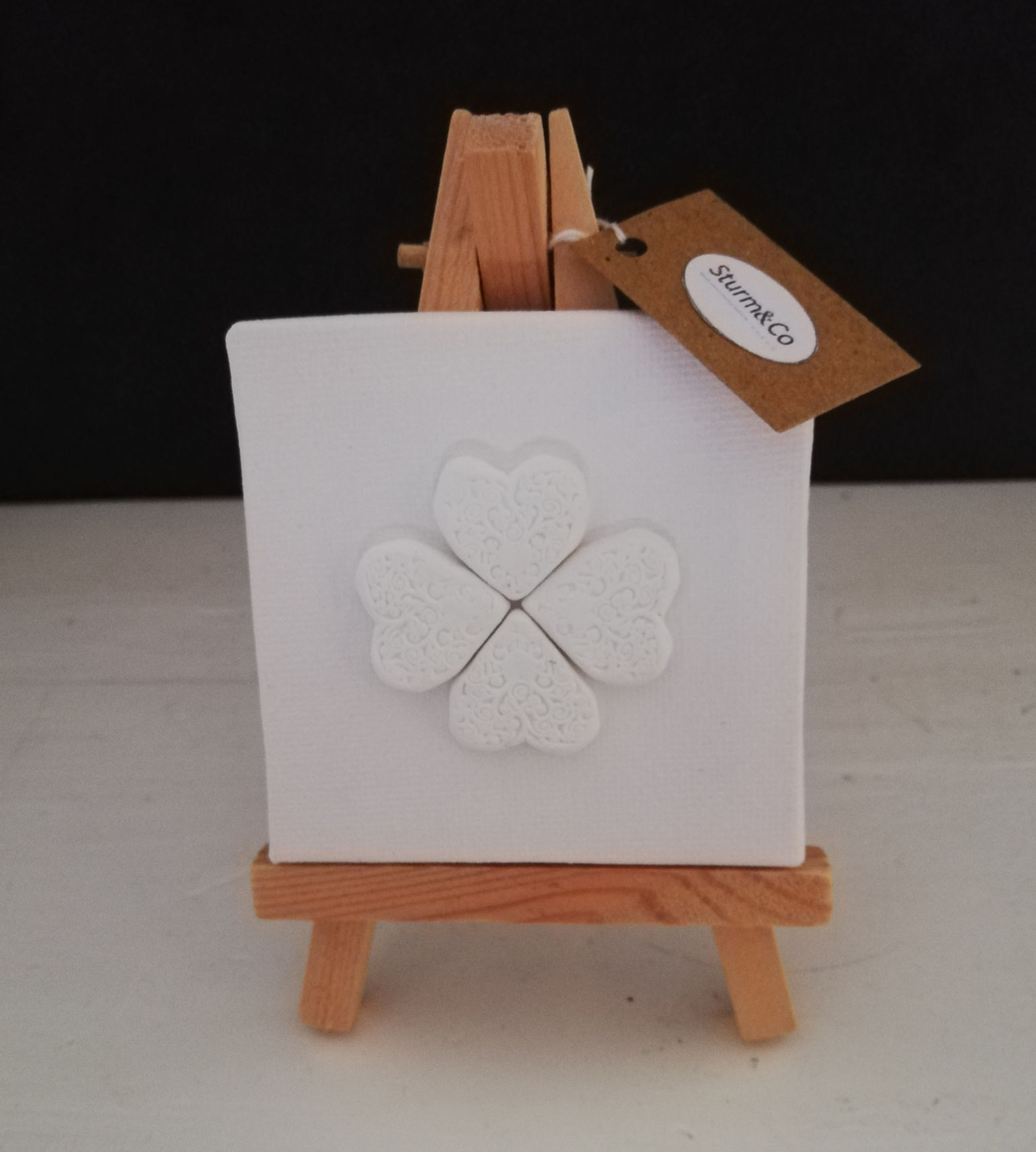 mini schilderijtje "klavertje 4"