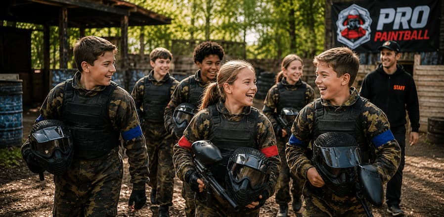 Adult Group Enjoying their Paintball Session at Pro Paintball Cobham.jpg