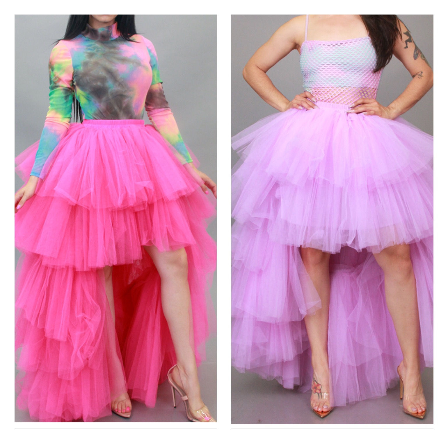 Fashion Forward Trendsetters Stylish High Low Layered Tulle Skirt