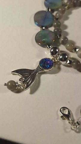 Thumbnail: Seashell and labradorite mermaid necklace 