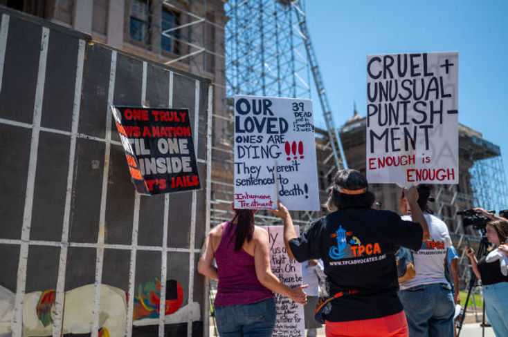 Protesters Gather outside the Texas State Capitol Building in Austin, Texas, on July 18, 2