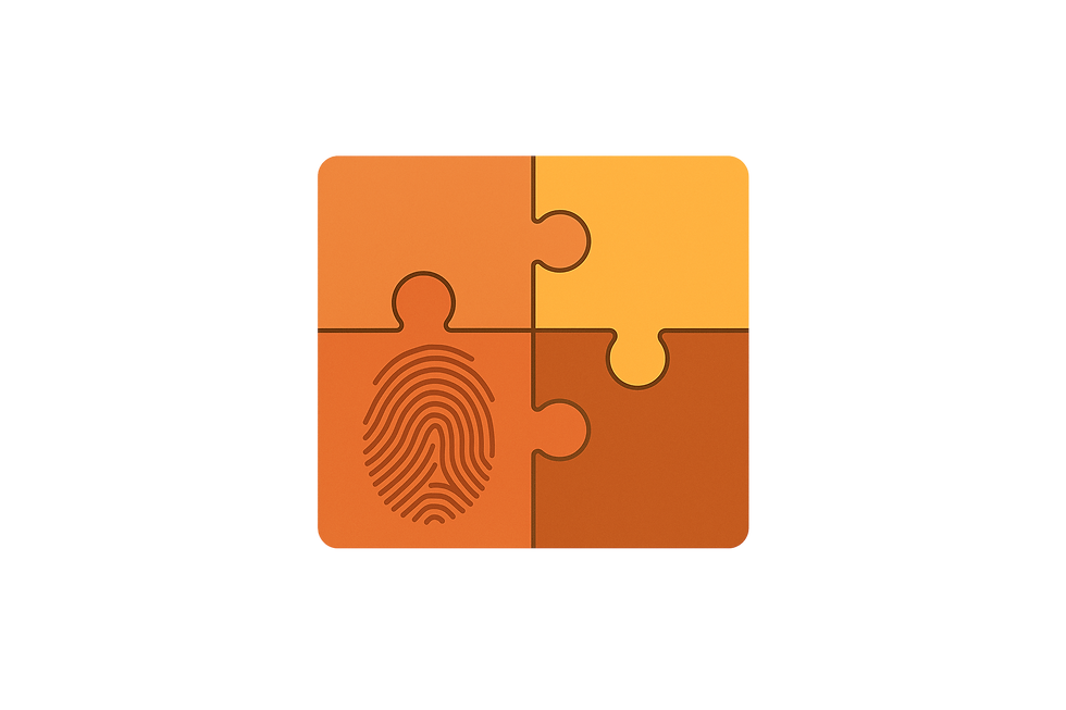 Abstract illustration of four puzzle pieces coming together, representing how StoryYou connects different parts of your life 