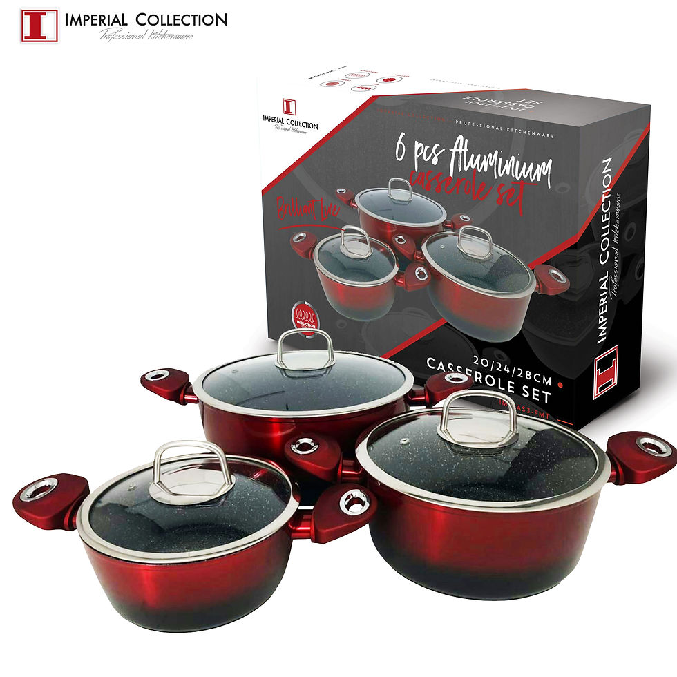 Miniature : Batterie de Cuisine en Aluminium Revêtu de Marbre