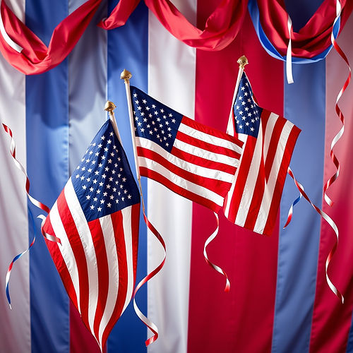 American flags and streamers and red white and blue background.jpg