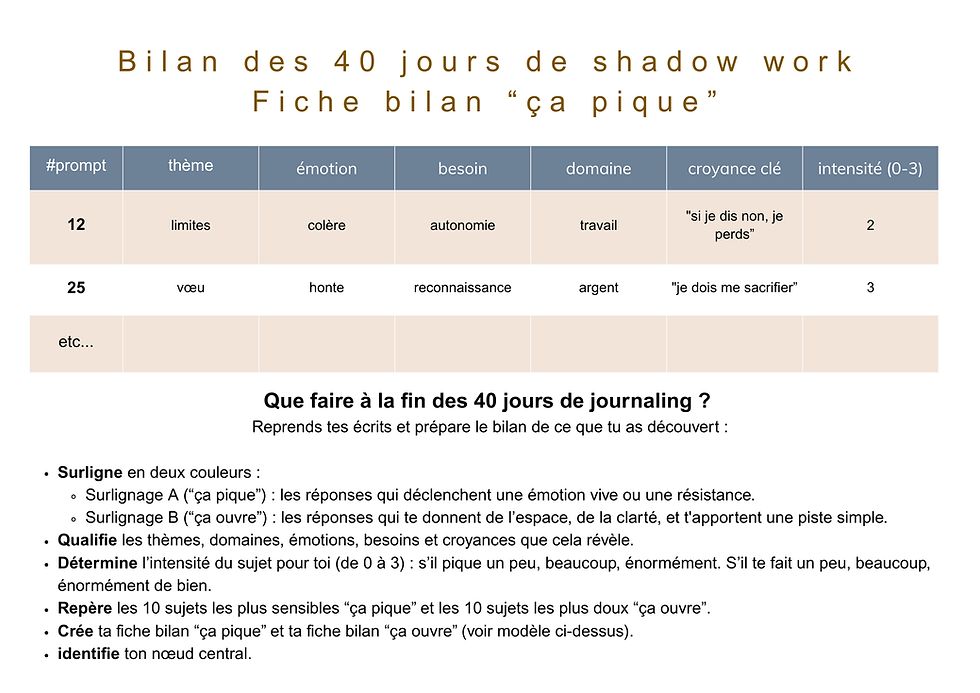 40 prompts de journaling : que faire à la fin des 40 jours de journaling shadow work ?