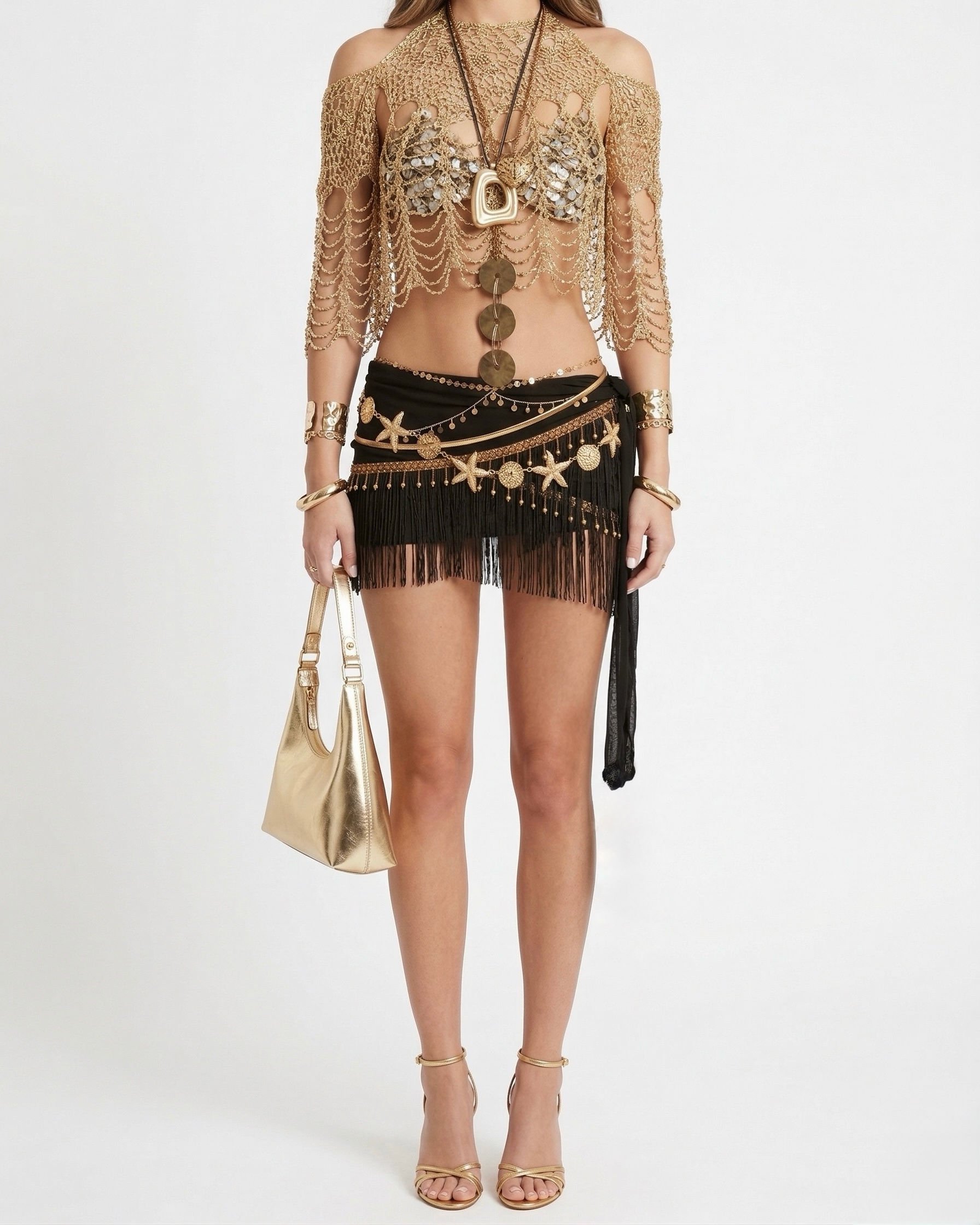 Fringe Wrap Skirt - Midnight Black